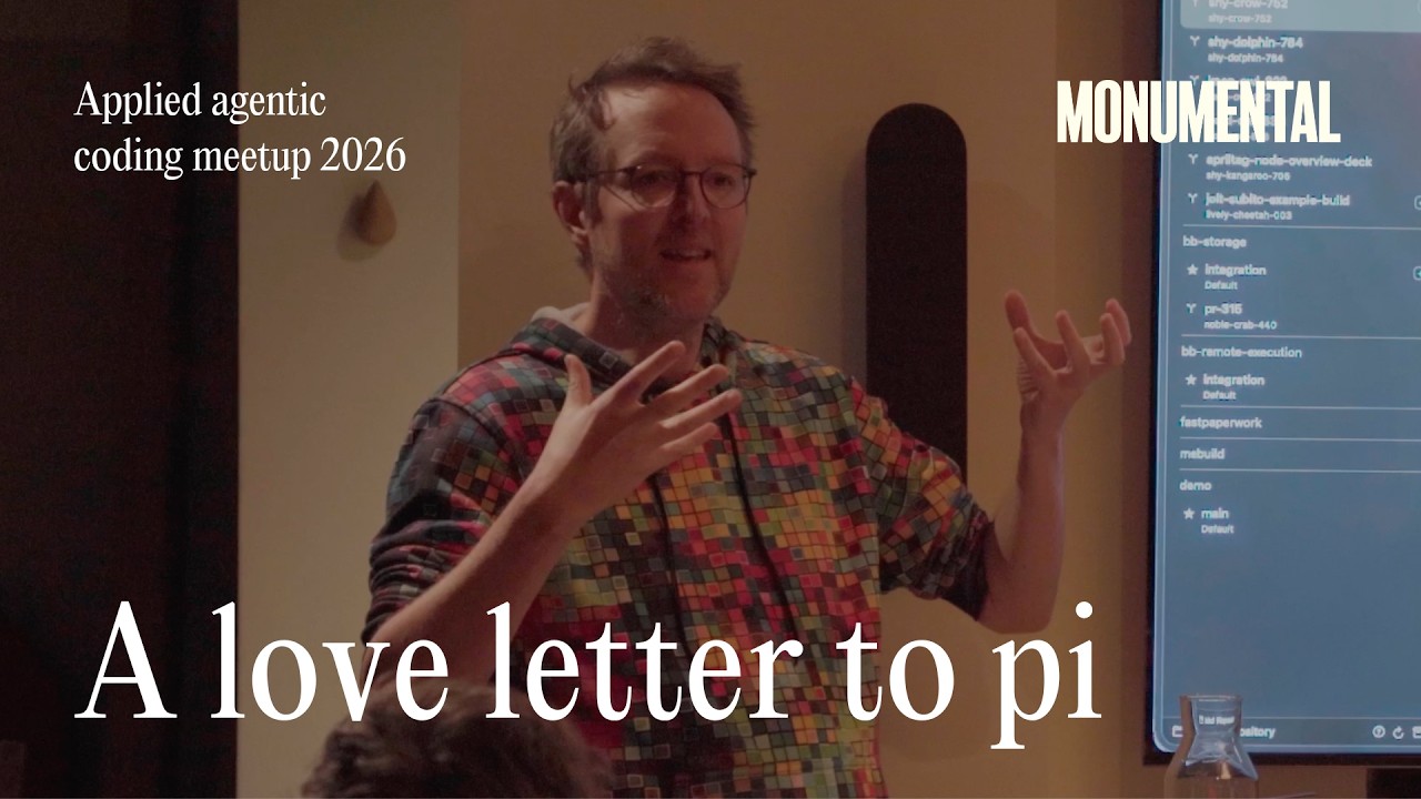 A love letter to pi — talk at the Applied Agentic Coding Meetup 2026 (Monumental).